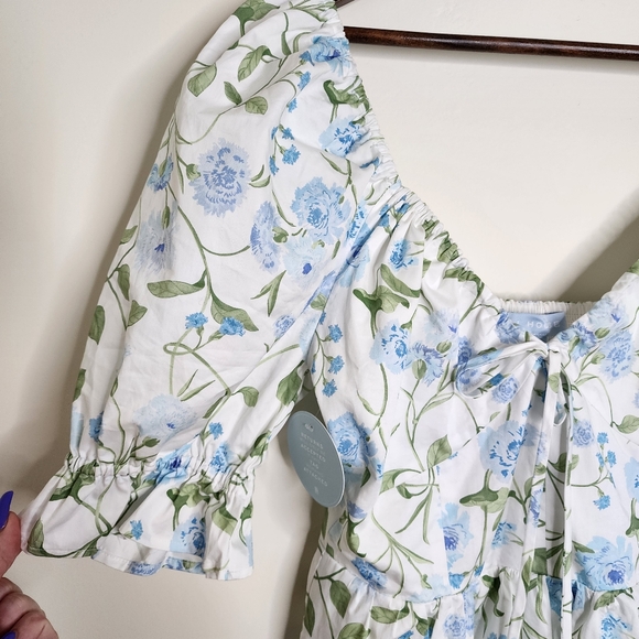 Hill House Ophelia Floral Puff Sleeve Mini Dress Small Cottagecore Picnic Boho - Picture 4 of 16